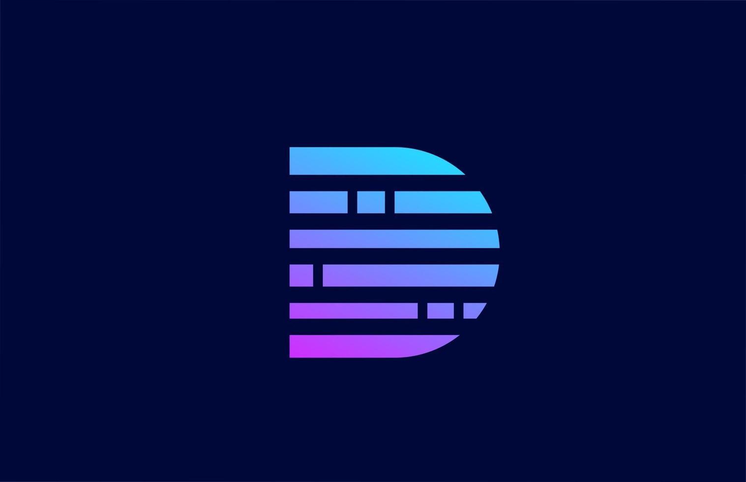 letter D logo alphabet icon with block line. Creative design for business and company with in pink blue gradient color vector