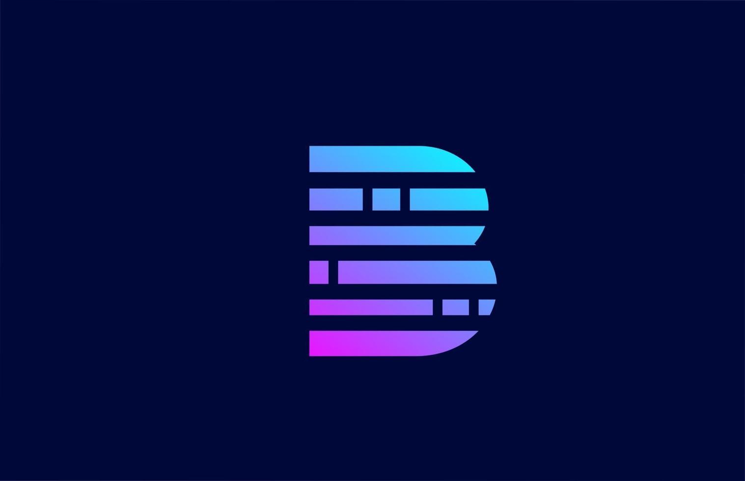 letter B logo alphabet icon with block line. Creative design for business and company with in pink blue gradient color vector