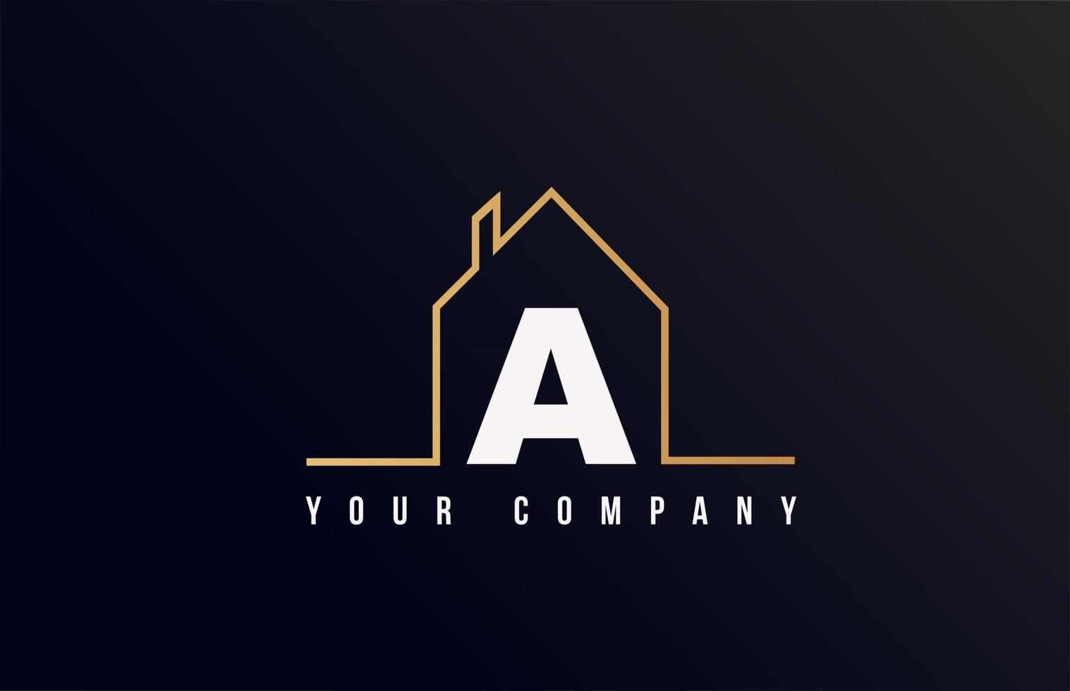 A house alphabet letter icon logo design. House real estate for company and business identity with line contour of a home vector