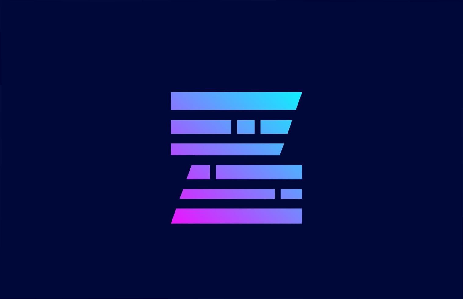 letter Z logo alphabet icon with block line. Creative design for business and company with in pink blue gradient color vector