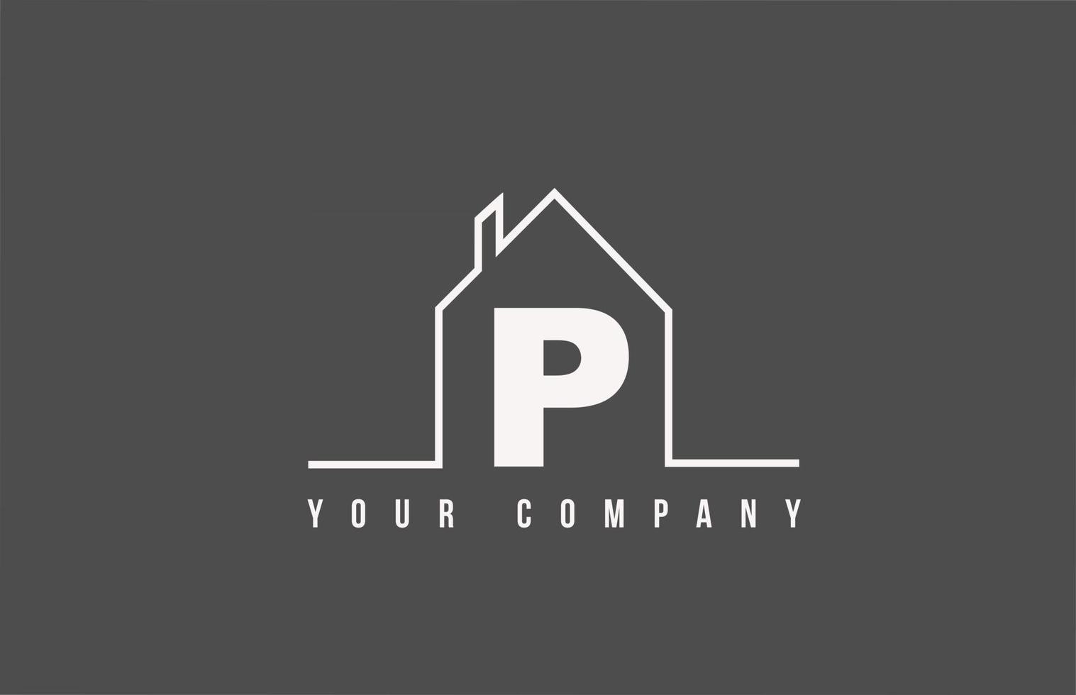 P alphabet letter icon logo of a home. Real estate house design for company and business identity with line vector