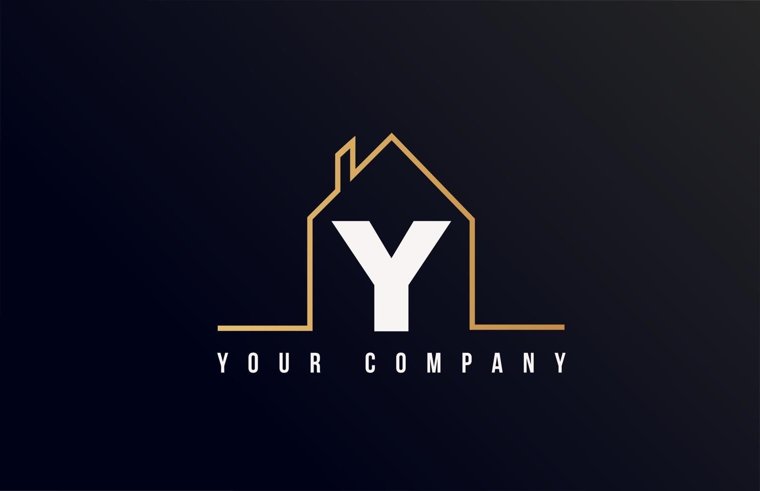 Y house alphabet letter icon logo design. House real estate for company and business identity with line contour of a home vector