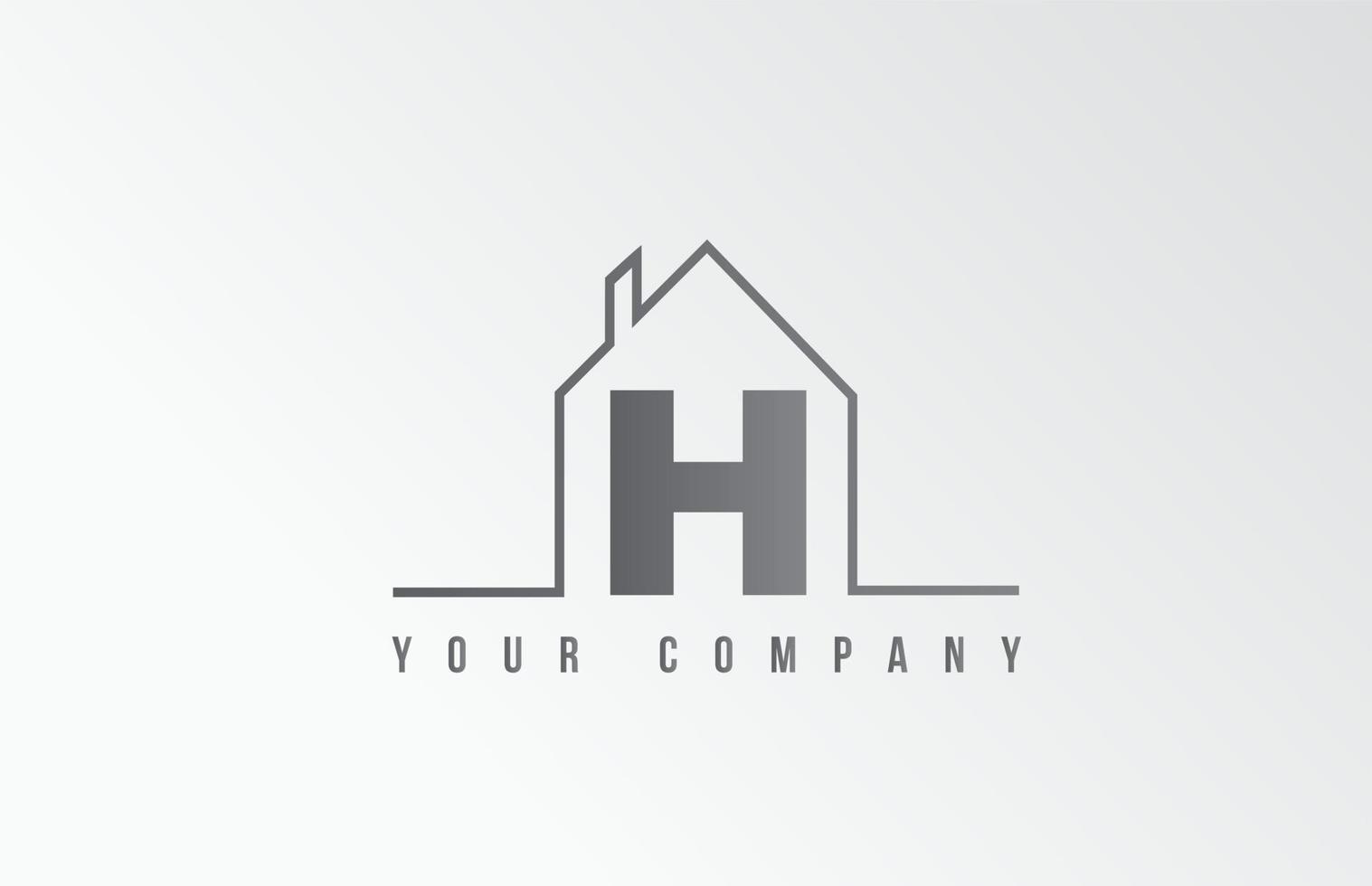 Diseño de letra del logotipo del icono del alfabeto de la casa h. casa para empresa inmobiliaria. identidad empresarial con contorno de línea delgada vector