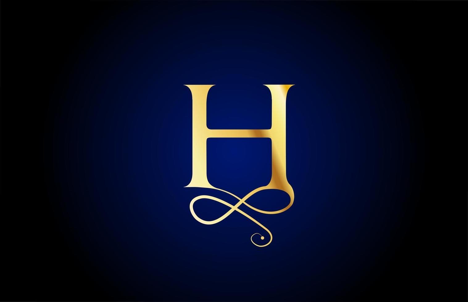 golden H elegant monogram alphabet letter icon logo design. Vintage ...