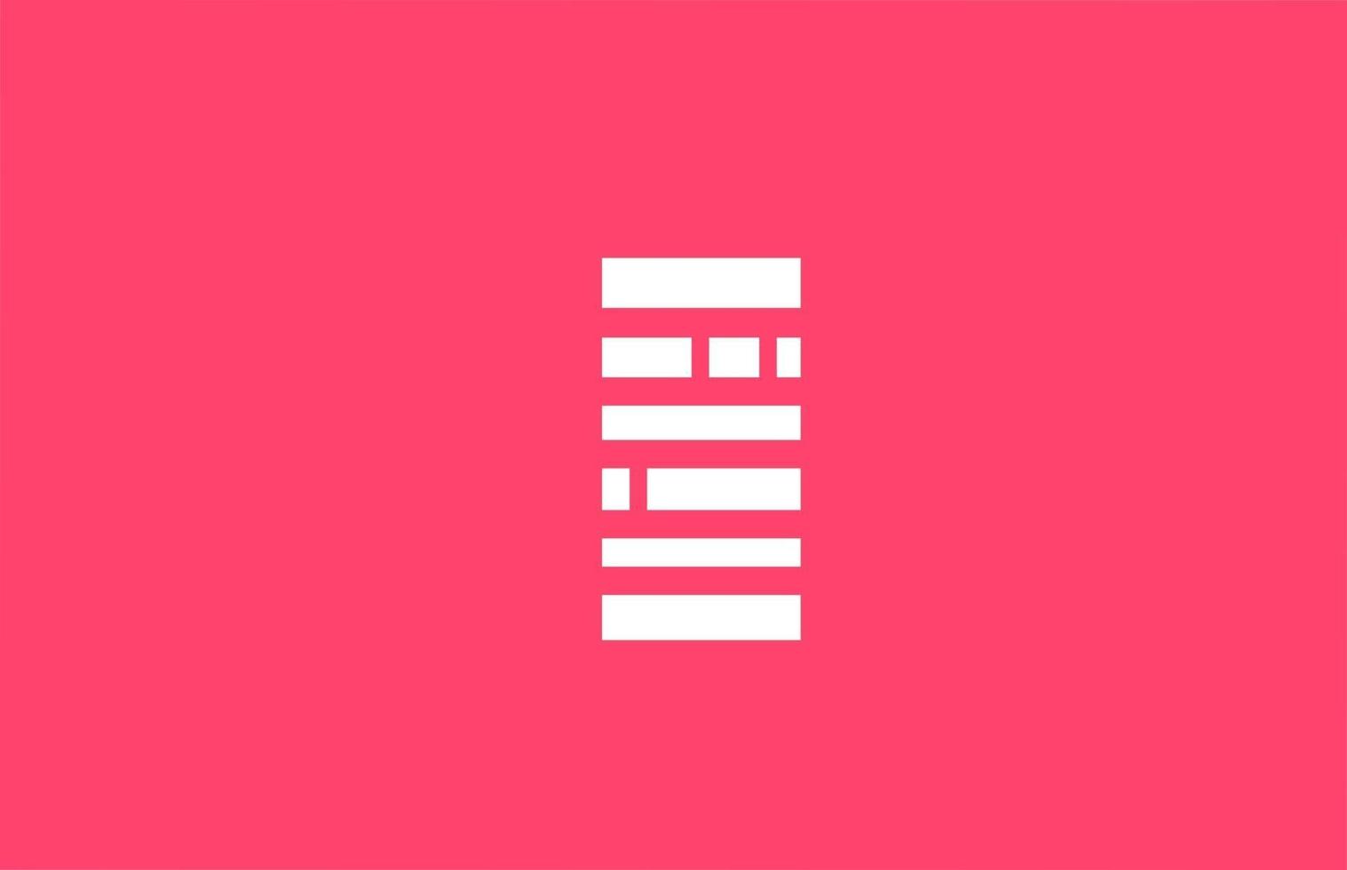 pink letter I logo alphabet icon with line block. Creative design for business and company vector