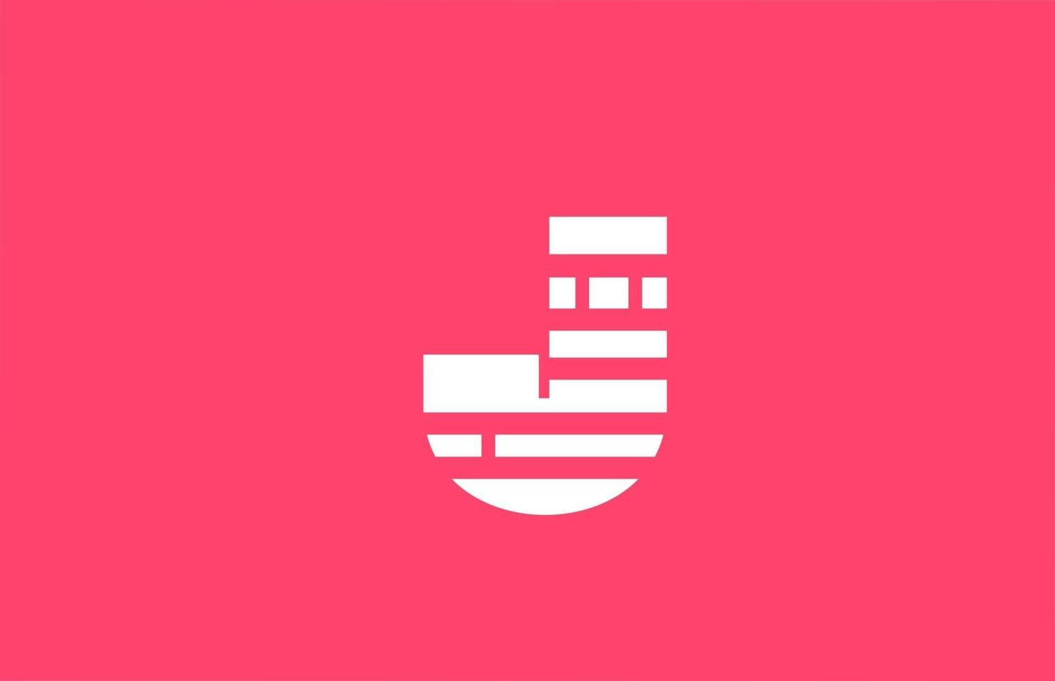 pink letter J logo alphabet icon with line block. Creative design for business and company vector