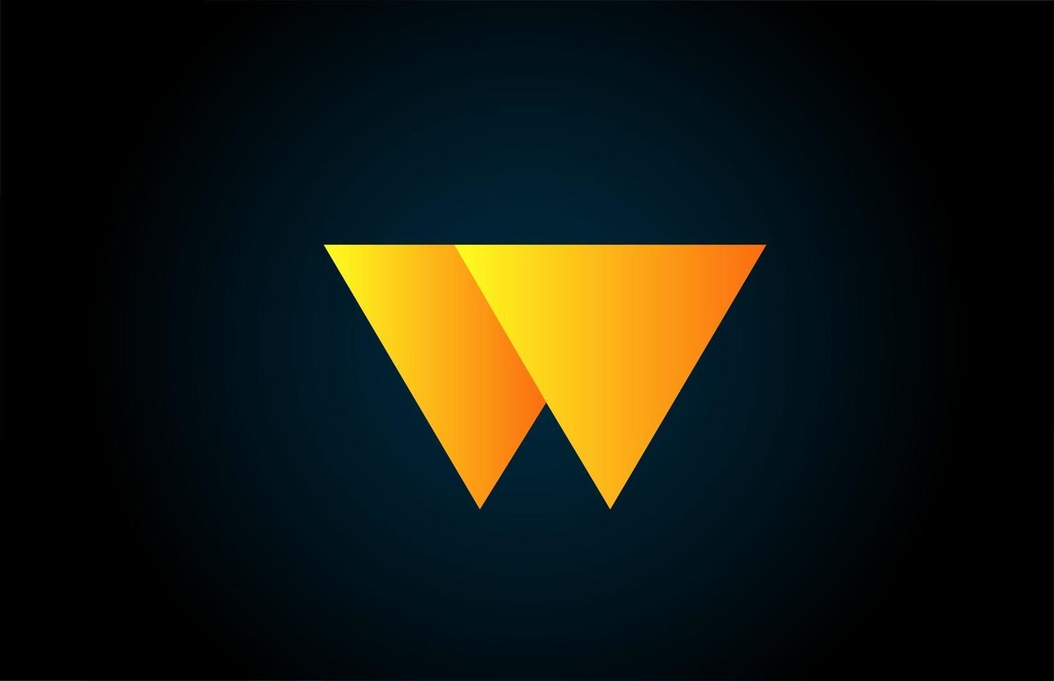 geometric alphabet W letter logo for business and company with yellow color. Corporate brading and lettering with futuristic design and gradient vector