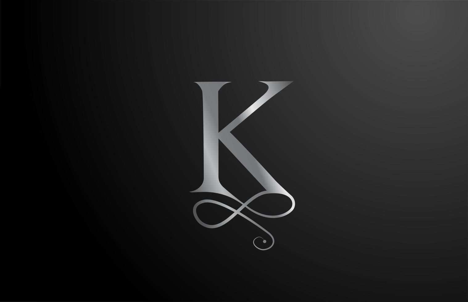 grey K elegant monogram alphabet letter icon logo design. Vintage ...