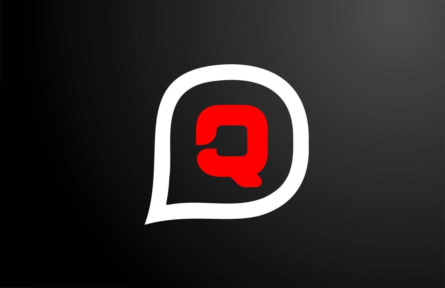 Q letter design with red question cloud. Alphabet logo design. Icon brading for products and company vector
