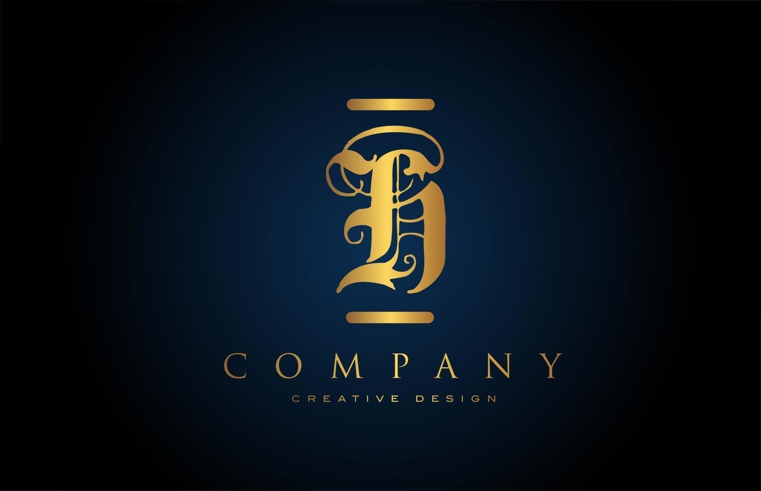 vintage gold H alphabet letter logo icon for company and business. Brading and lettering with creative golden design vector