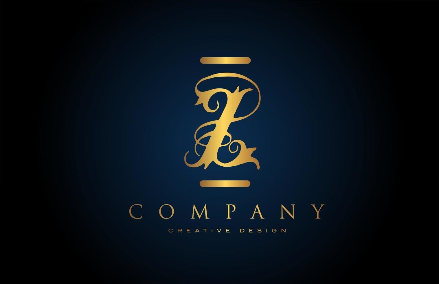 vintage gold Z alphabet letter logo icon for company and business. Brading and lettering with creative golden design vector