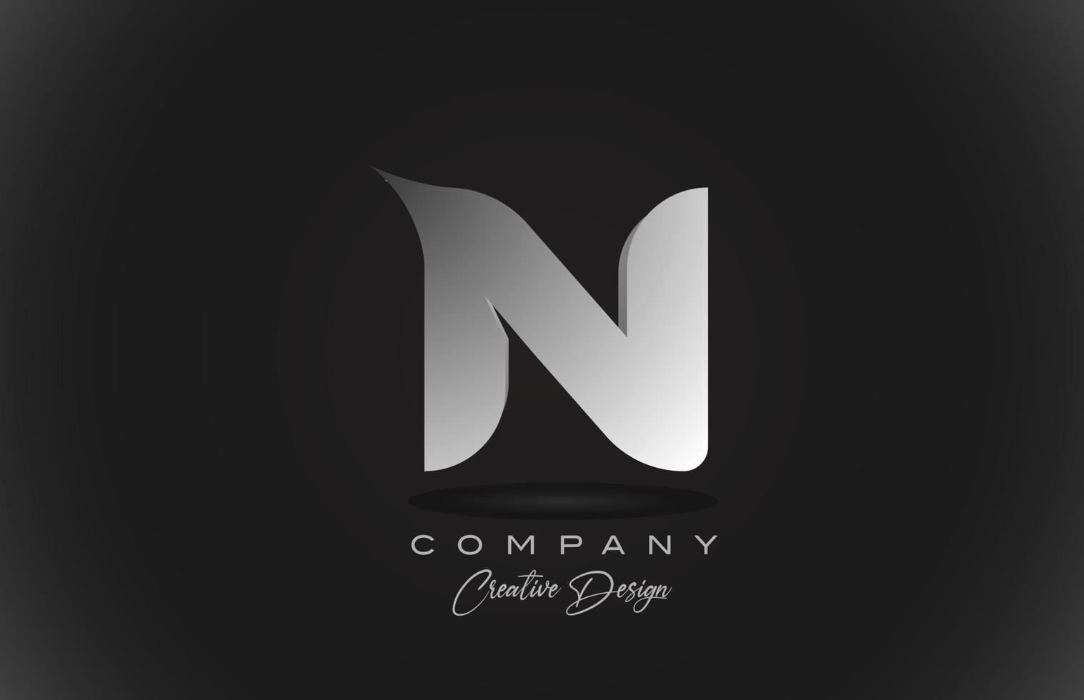 N white gradient alphabet letter logo icon with black background. Creative design for business and corporate vector