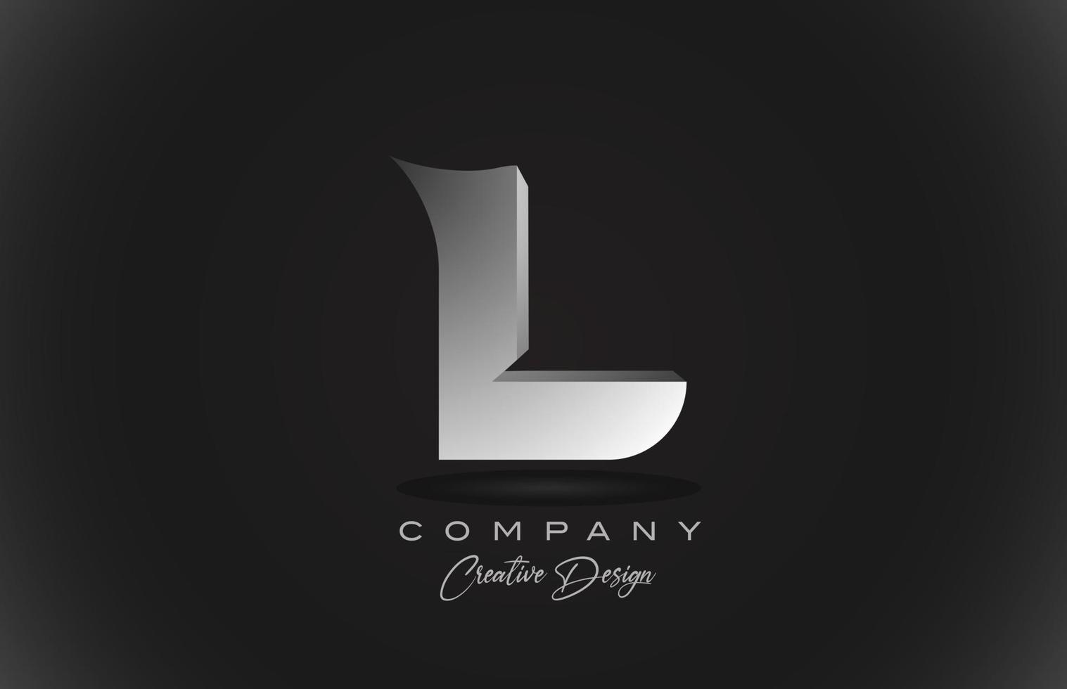 L white gradient alphabet letter logo icon with black background. Creative design for business and corporate vector