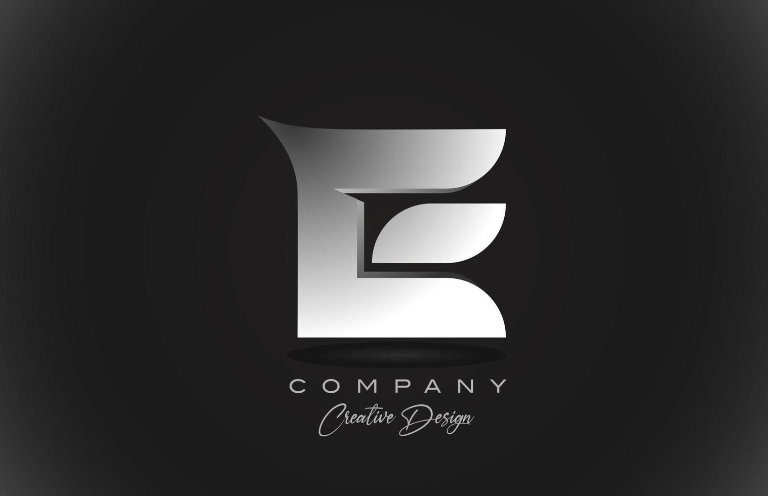 E icono de logotipo de letra del alfabeto degradado blanco con fondo negro. diseño creativo para empresas y corporaciones vector