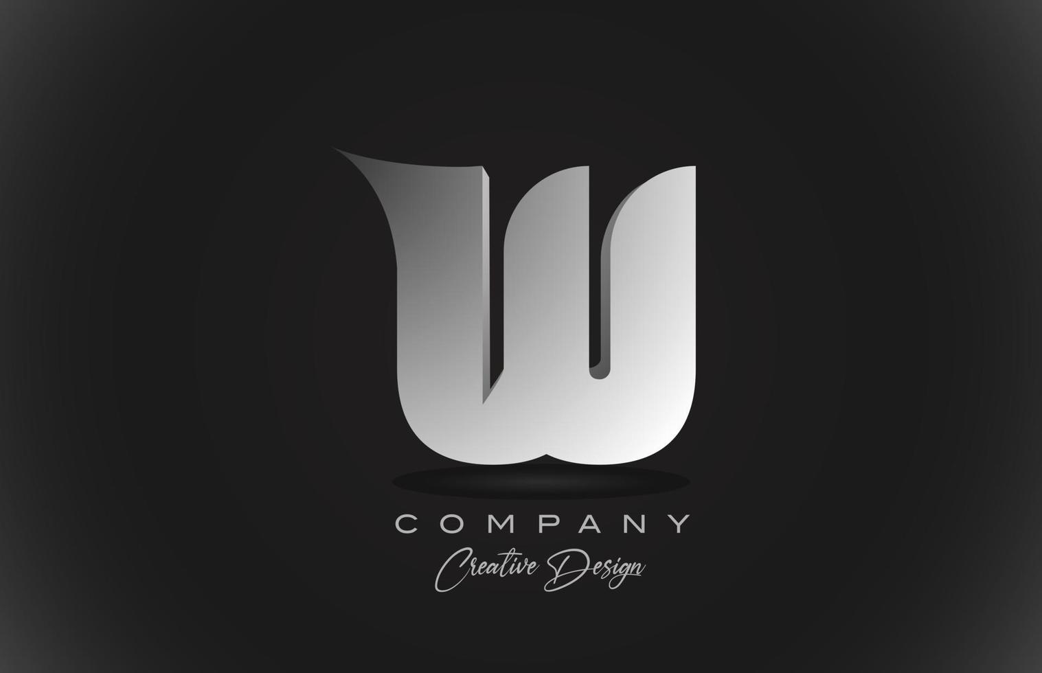 W icono de logotipo de letra del alfabeto degradado blanco con fondo negro. diseño creativo para empresas y corporaciones vector