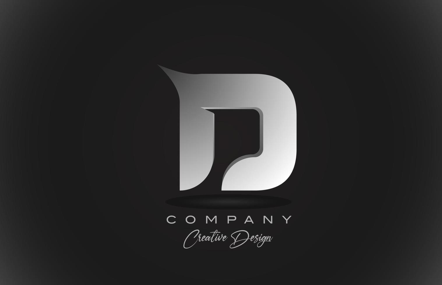 D icono de logotipo de letra del alfabeto degradado blanco con fondo negro. diseño creativo para empresas y corporaciones vector