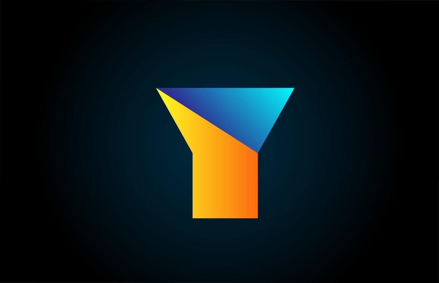 blue yellow Y alphabet letter icon logo for company and business. Simple geometric gradient for corporate design vector