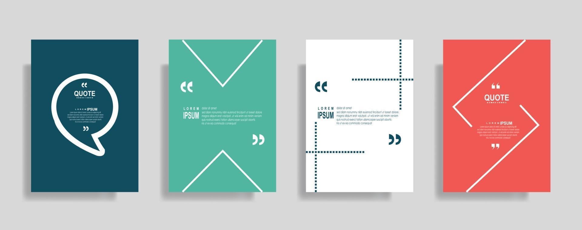 Quotes frame blank templates set, Text in brackets, citation empty speech bubbles. Text bos isolated on color background. vector