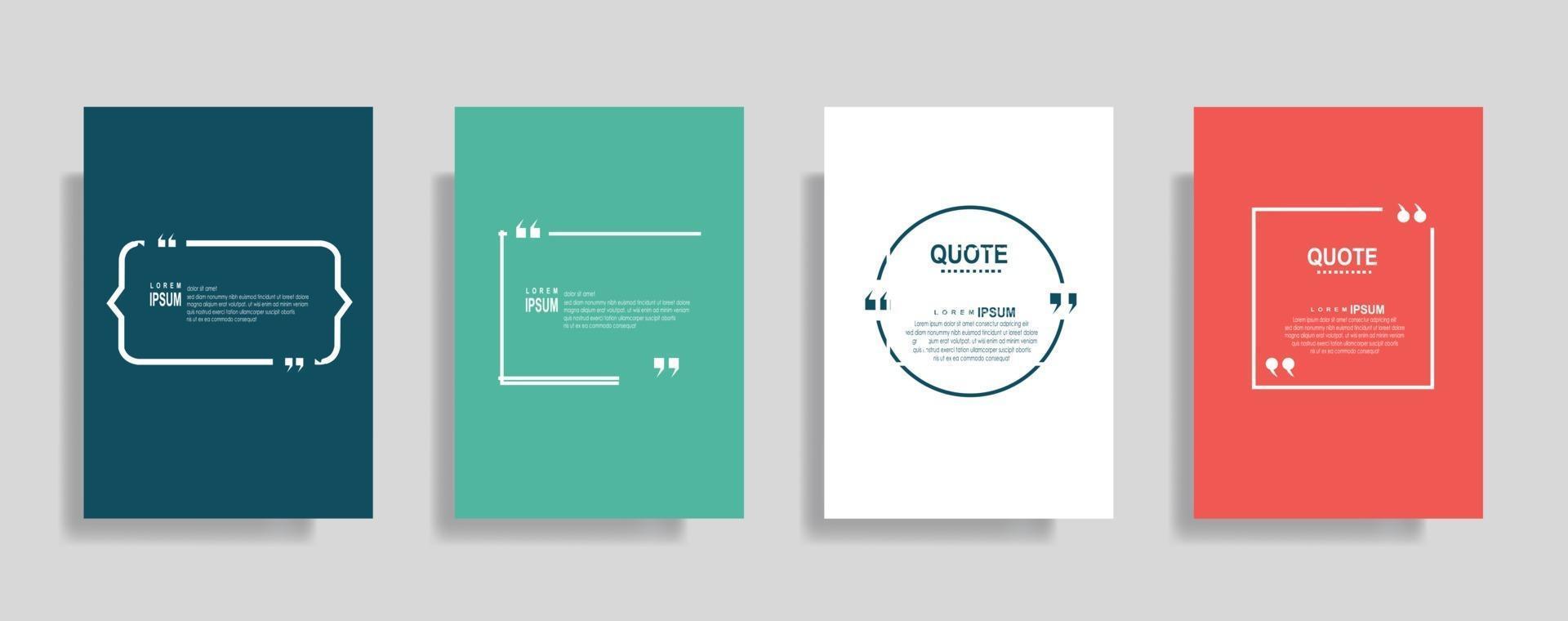 Quotes frame blank templates set, Text in brackets, citation empty speech bubbles. Text bos isolated on color background. vector