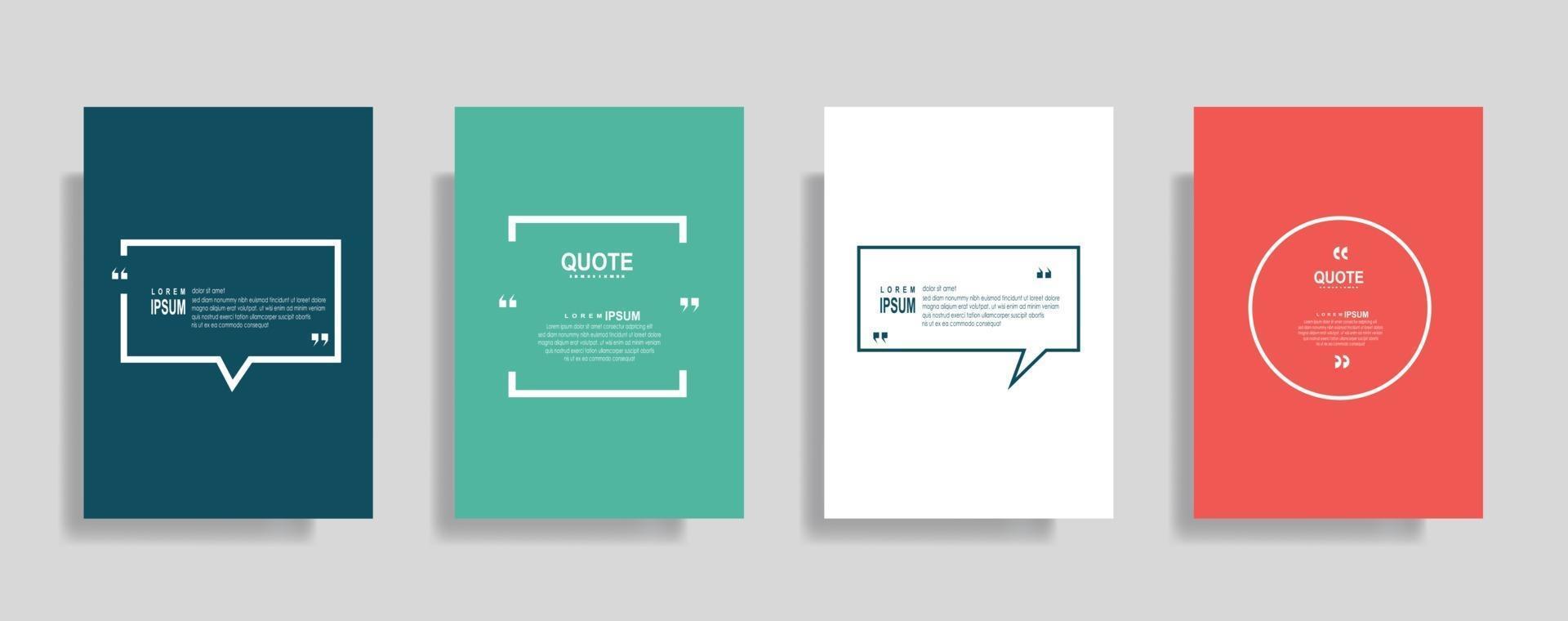 Quotes frame blank templates set, Text in brackets, citation empty speech bubbles. Text bos isolated on color background. vector