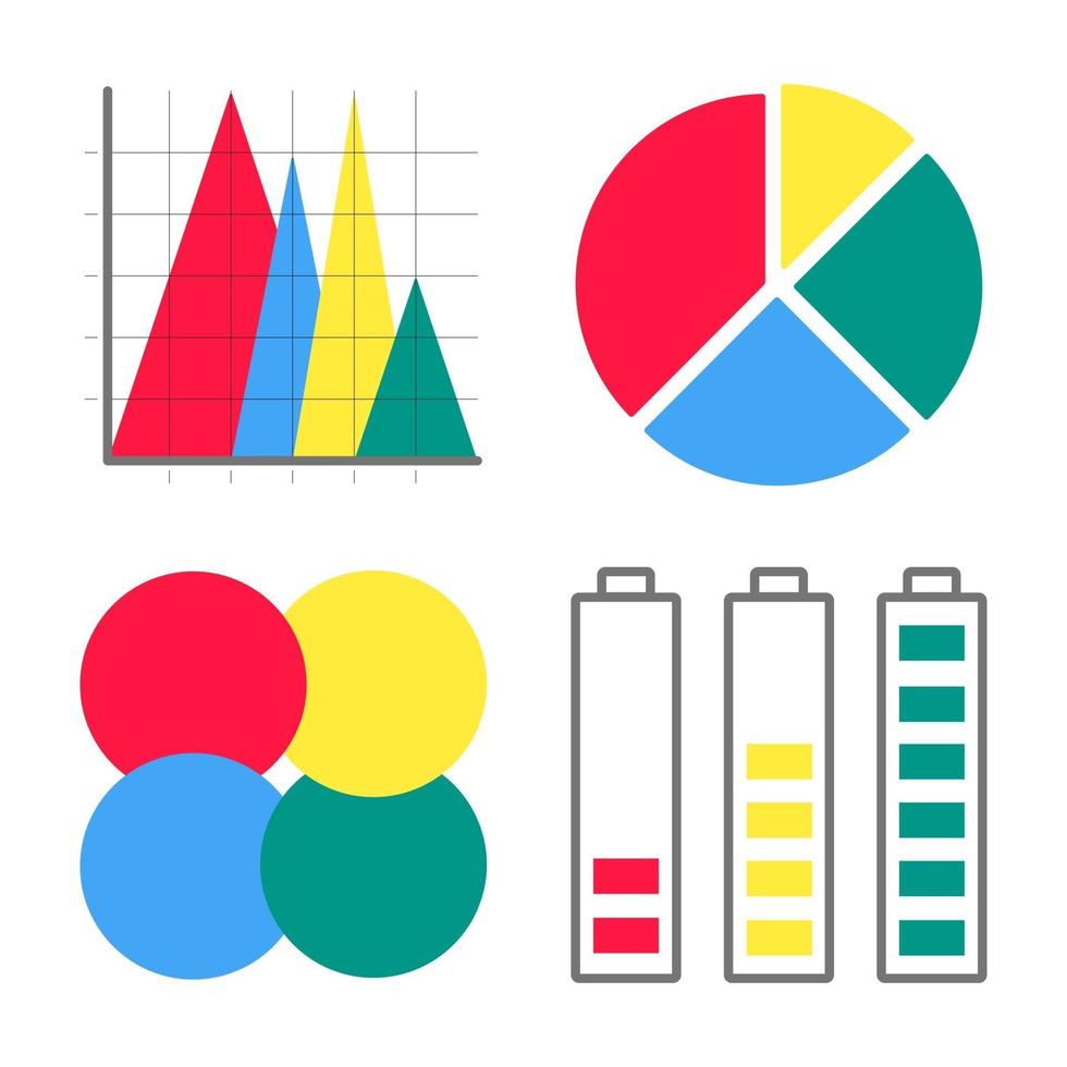 Diseño de estilo plano moderno infografías iconos conjunto de signos ilustración vectorial aislado sobre fondo blanco vector