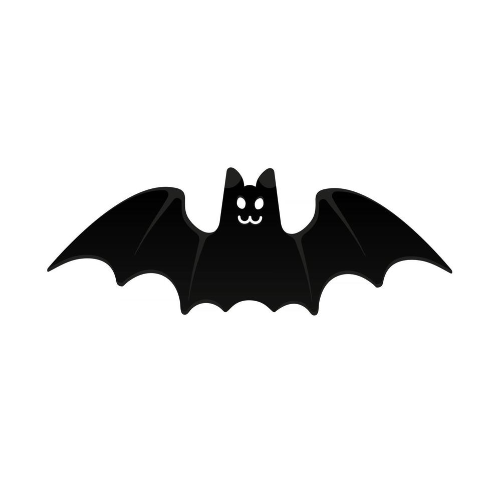 Halloween flying bat with scary face flat style design vector illustration isolated on white background Halloween celebration symbols