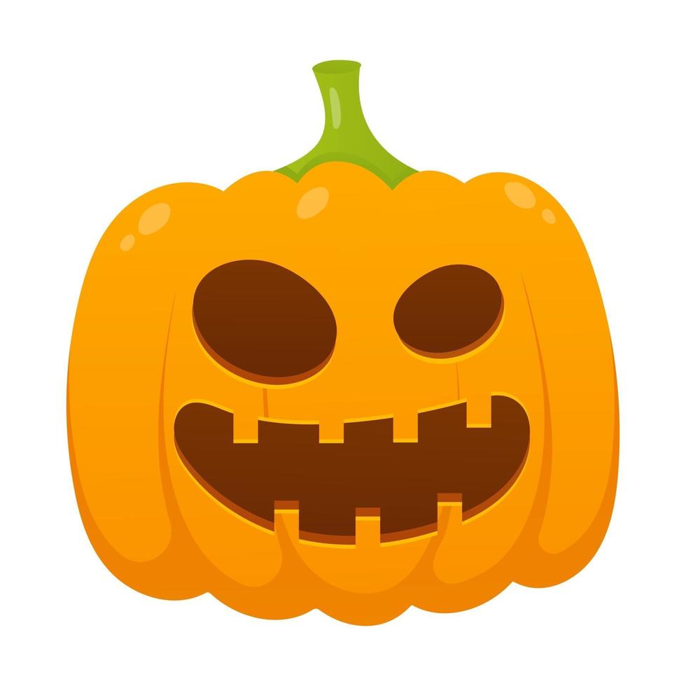 Orange halloween pumpkin with scary face expression grimace vector