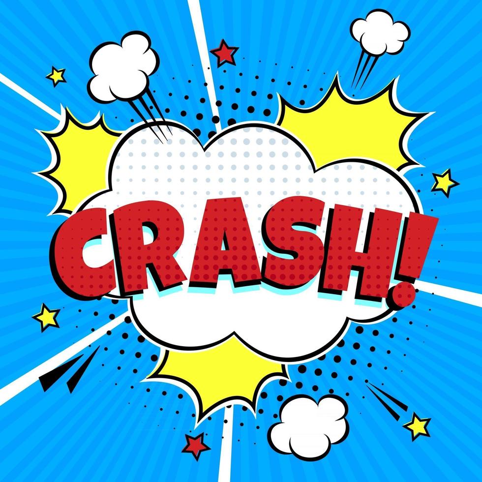 Comic lettering speech bubble for emotion with text CRASH comic style flat design Dynamic retro vintage pop art illustration isolated on white background Exclamation CRASH vector