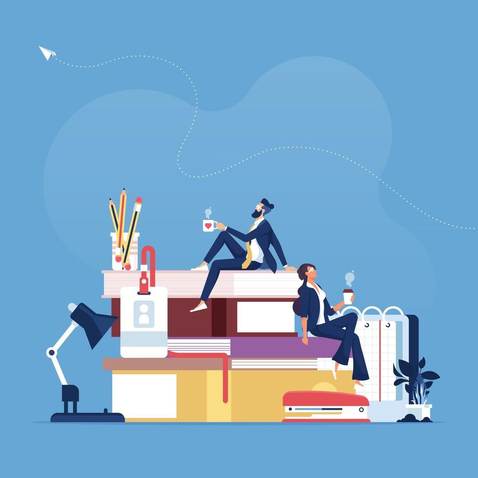 Businessmen having coffee break concept-Group of business people relaxing, talking and drinking coffee vector