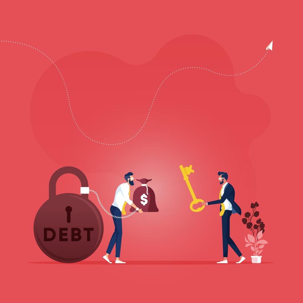 Money for financial freedom concept-Reducing debt relief after cut financial commitments vector