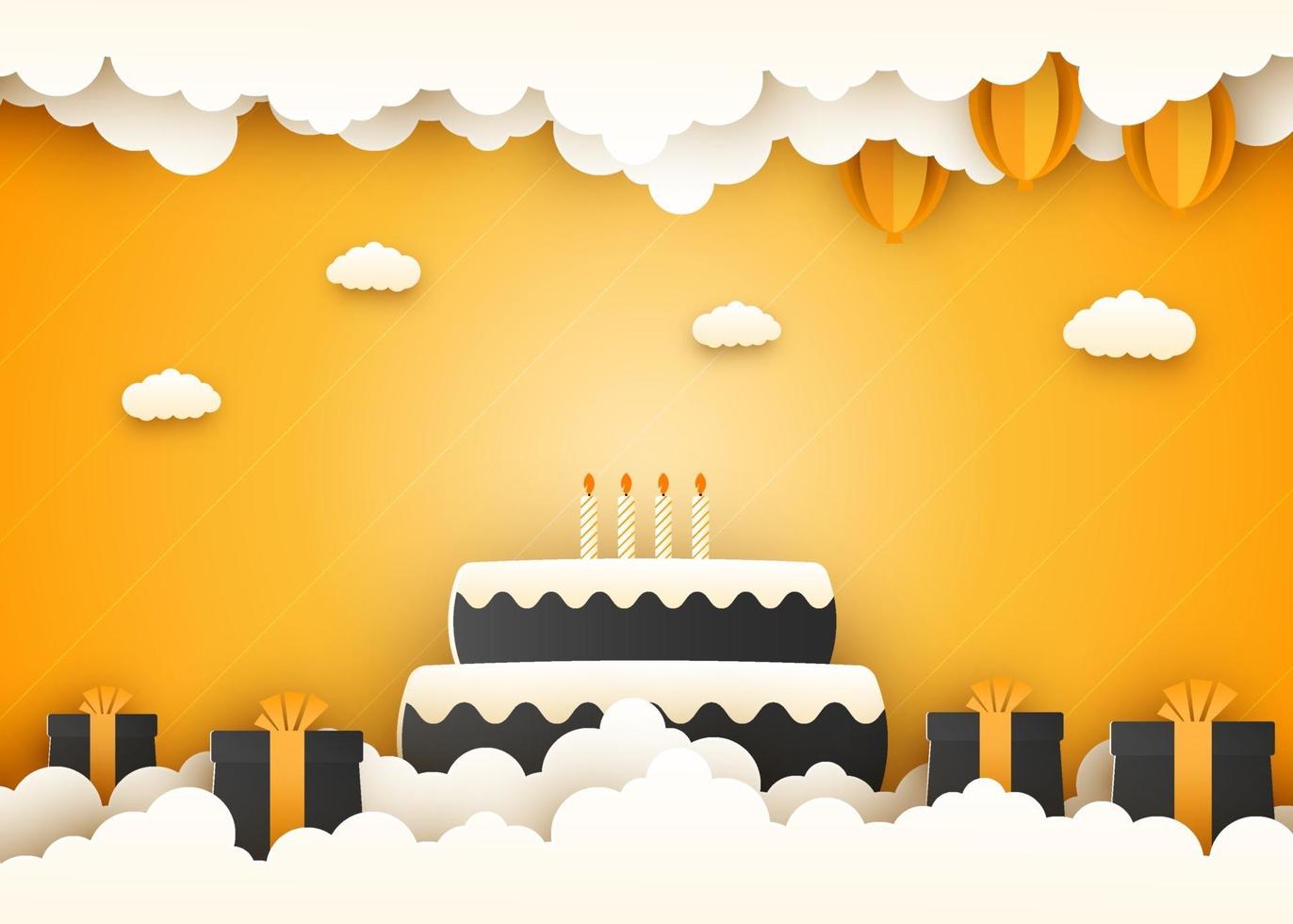 Happy birthday card in paper cut style vector