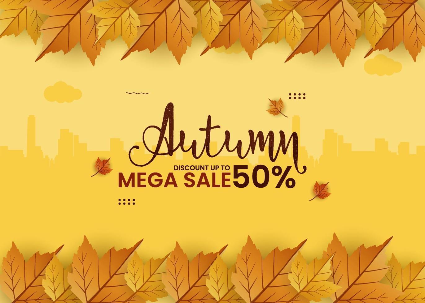 fondo de banner de mega venta de otoño vector