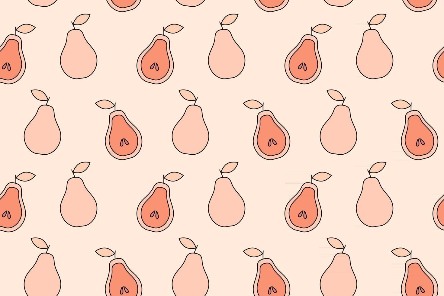 Tropical background with pears Fruit repeated background vector