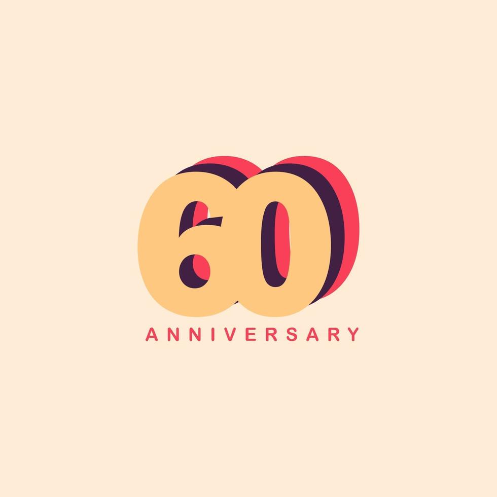 Ilustración de diseño de plantilla de vector de aniversario de 60 años