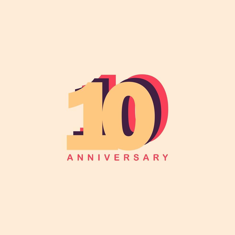 Ilustración de diseño de plantilla de vector de aniversario de 10 años