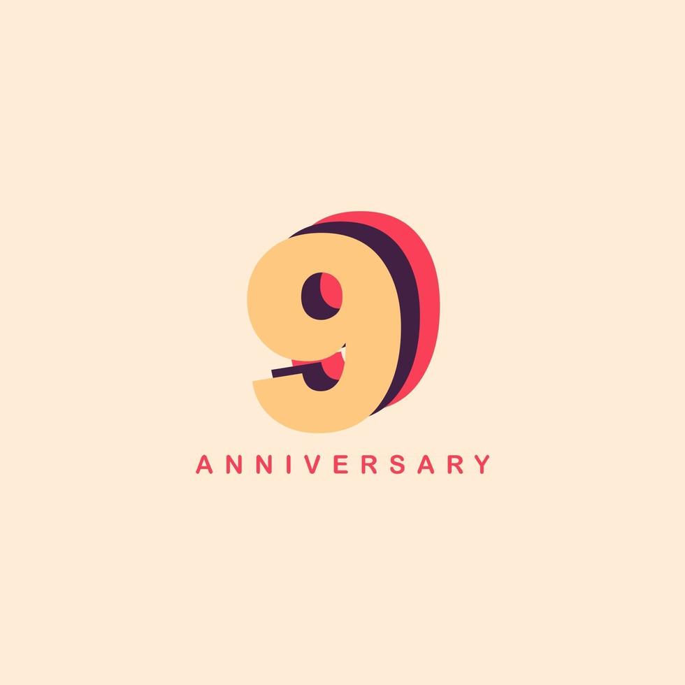 9 Years Anniversary Vector Template Design Illustration