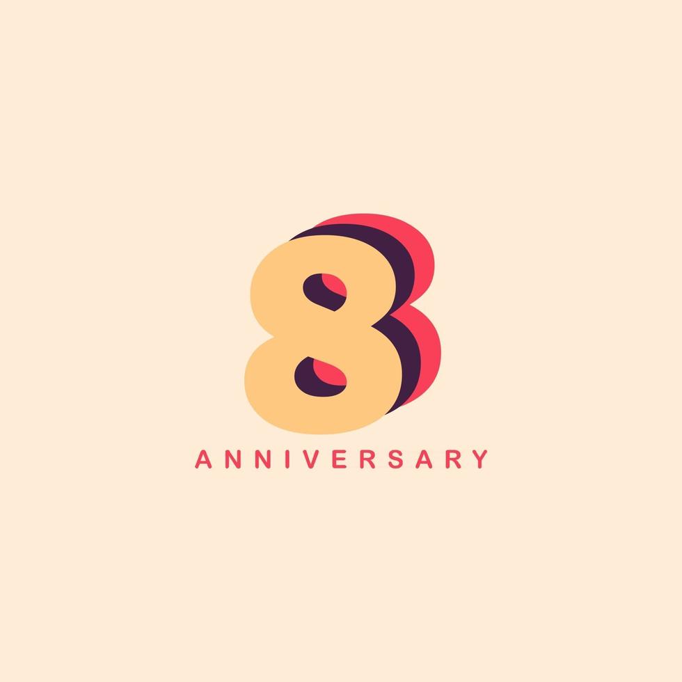 8 Years Anniversary Vector Template Design Illustration