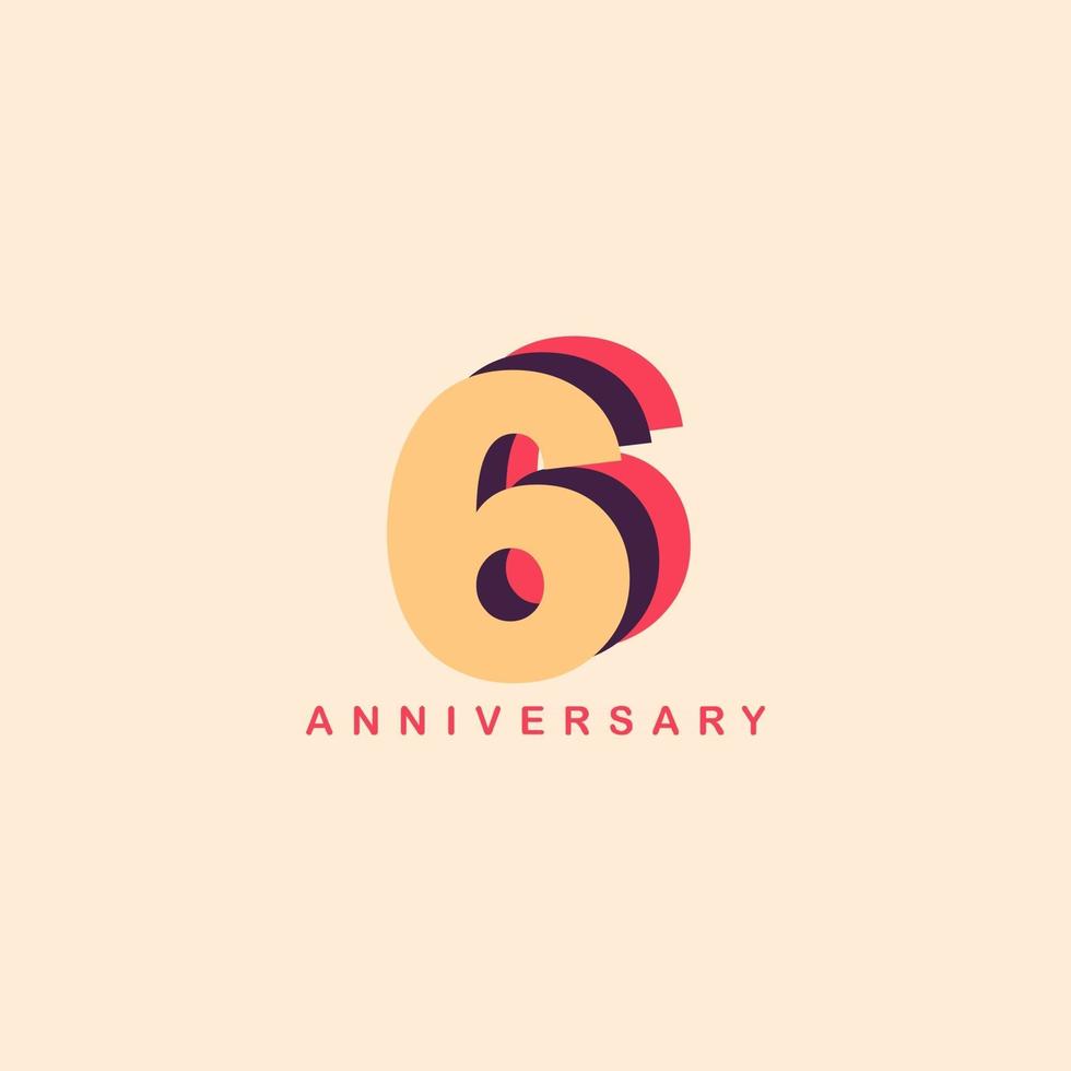 6 Years Anniversary Vector Template Design Illustration