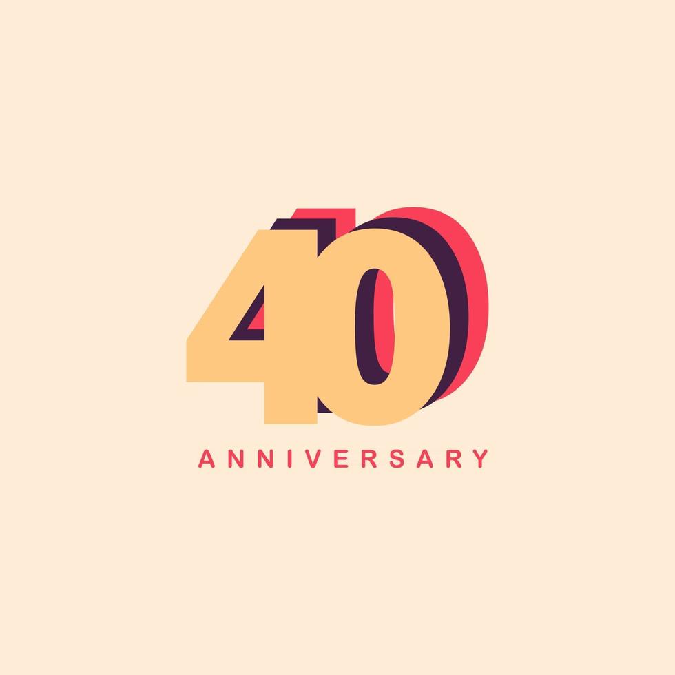 Ilustración de diseño de plantilla de vector de aniversario de 40 años