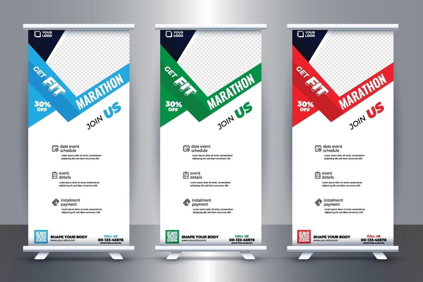 Free Fitness Gym Rollup Banners Template ideas in 2021-2030 vector