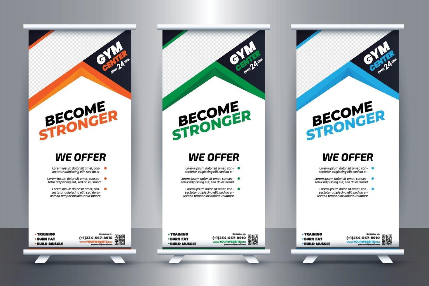 Free Fitness Gym Rollup Banners Template ideas in 2021-2030 vector