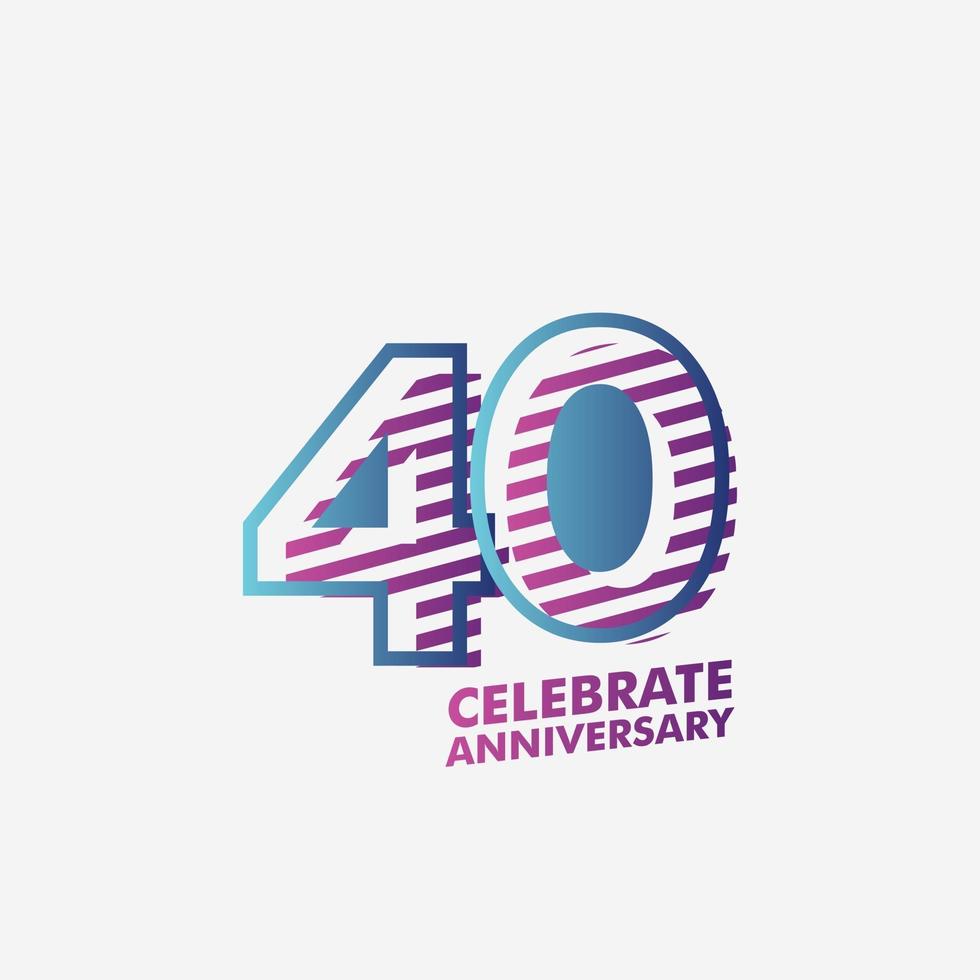 40 Year Anniversary Celebration Vector Template Design Illustration