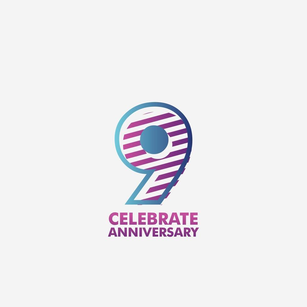 9 years anniversary celebration vector template design illustration