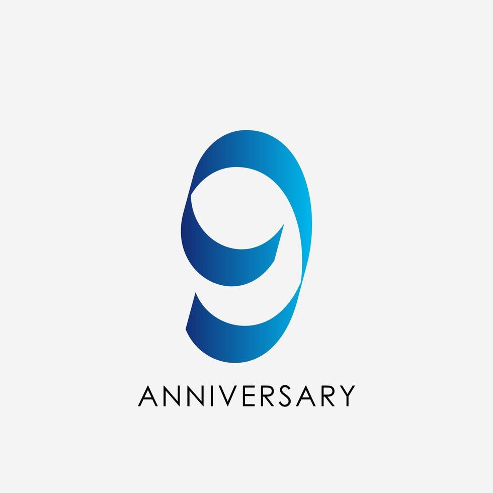 9 years anniversary celebration vector template design illustration