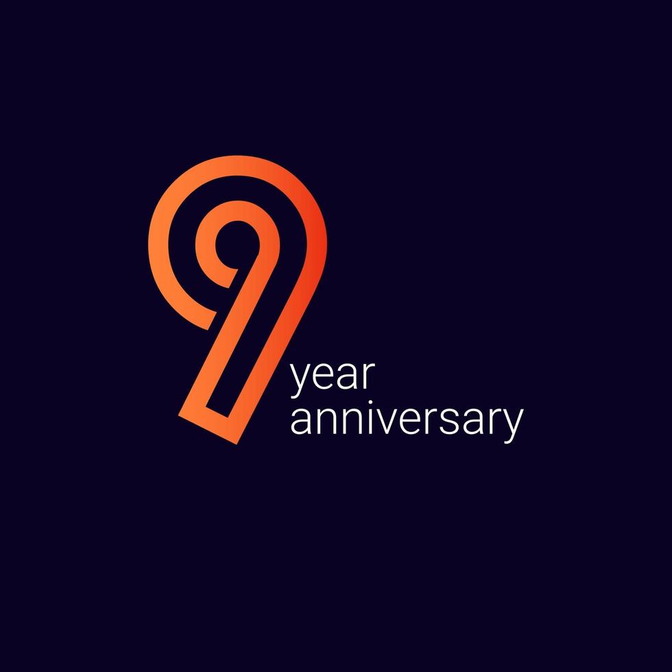 9 Year Anniversary Celebration Vector Template Design Illustration