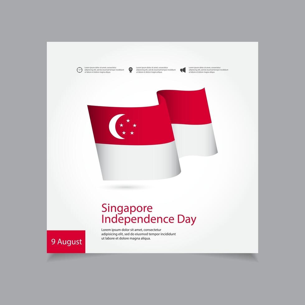 Ilustración de diseño de plantilla de vector de celebración del día de la independencia de Singapur