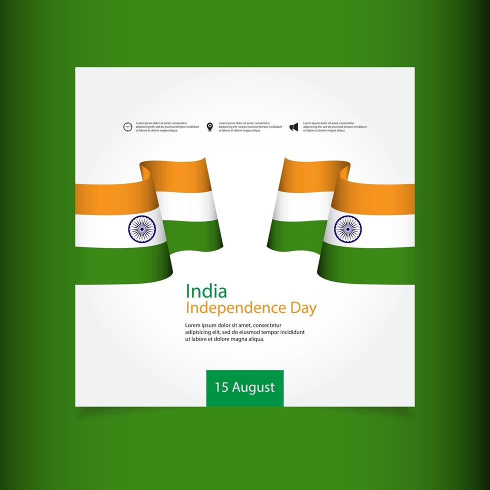 Ilustración de diseño de plantilla de vector de celebración del día de la independencia de India