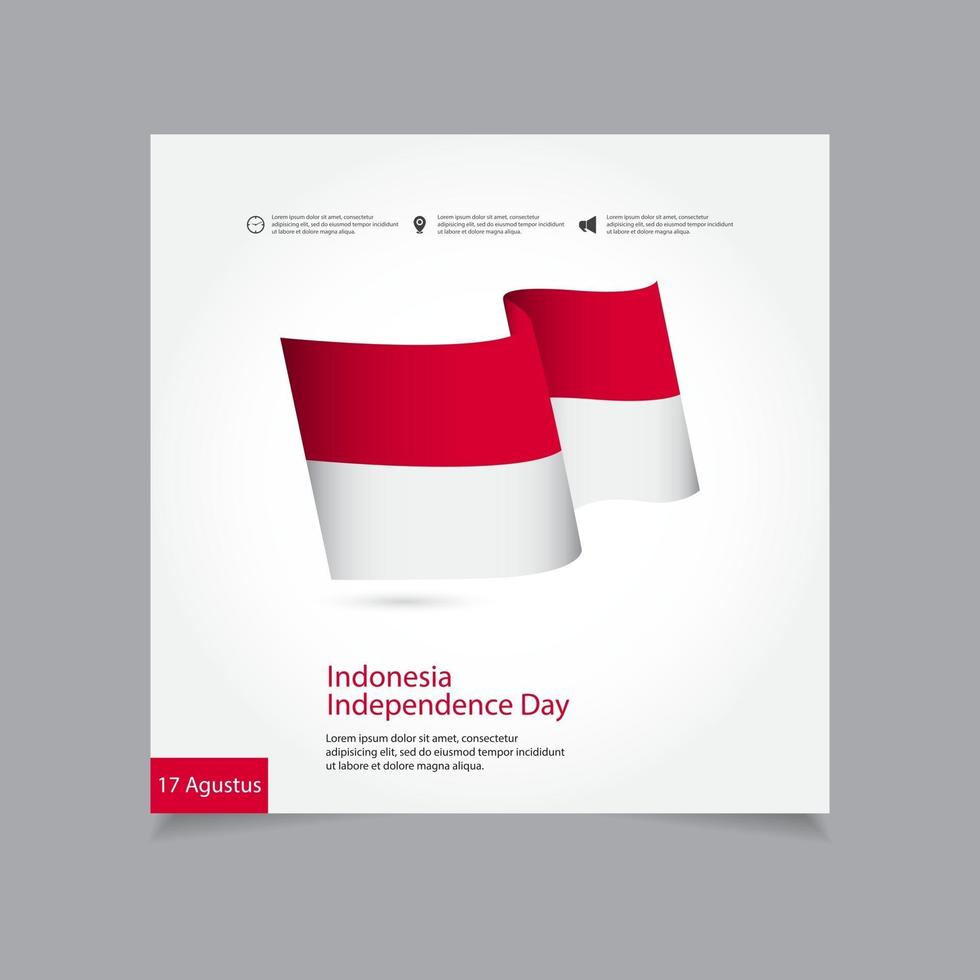 Ilustración de diseño de plantilla de vector de celebración del día de la independencia de Indonesia