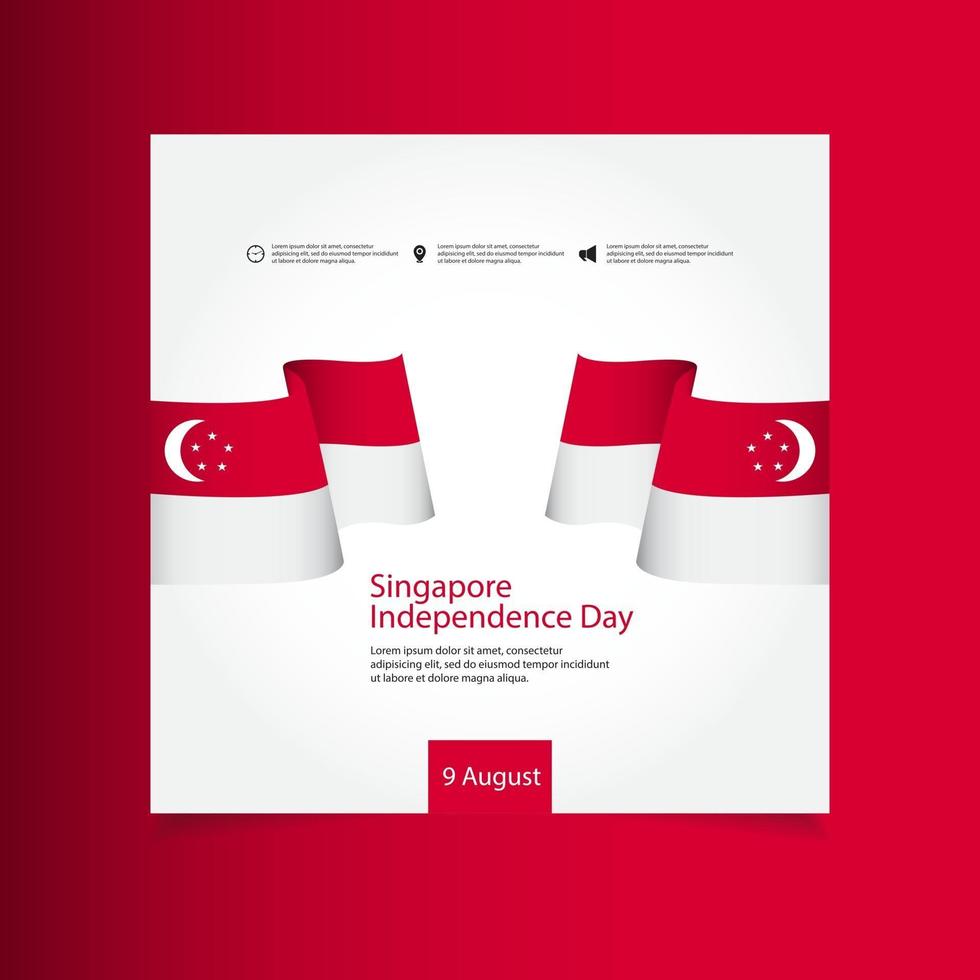 Ilustración de diseño de plantilla de vector de celebración del día de la independencia de Singapur