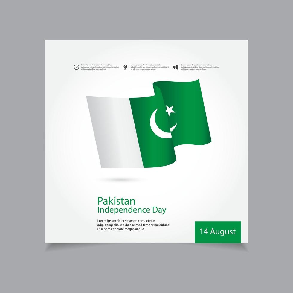 Ilustración de diseño de plantilla de vector de celebración del día de la independencia de Pakistán